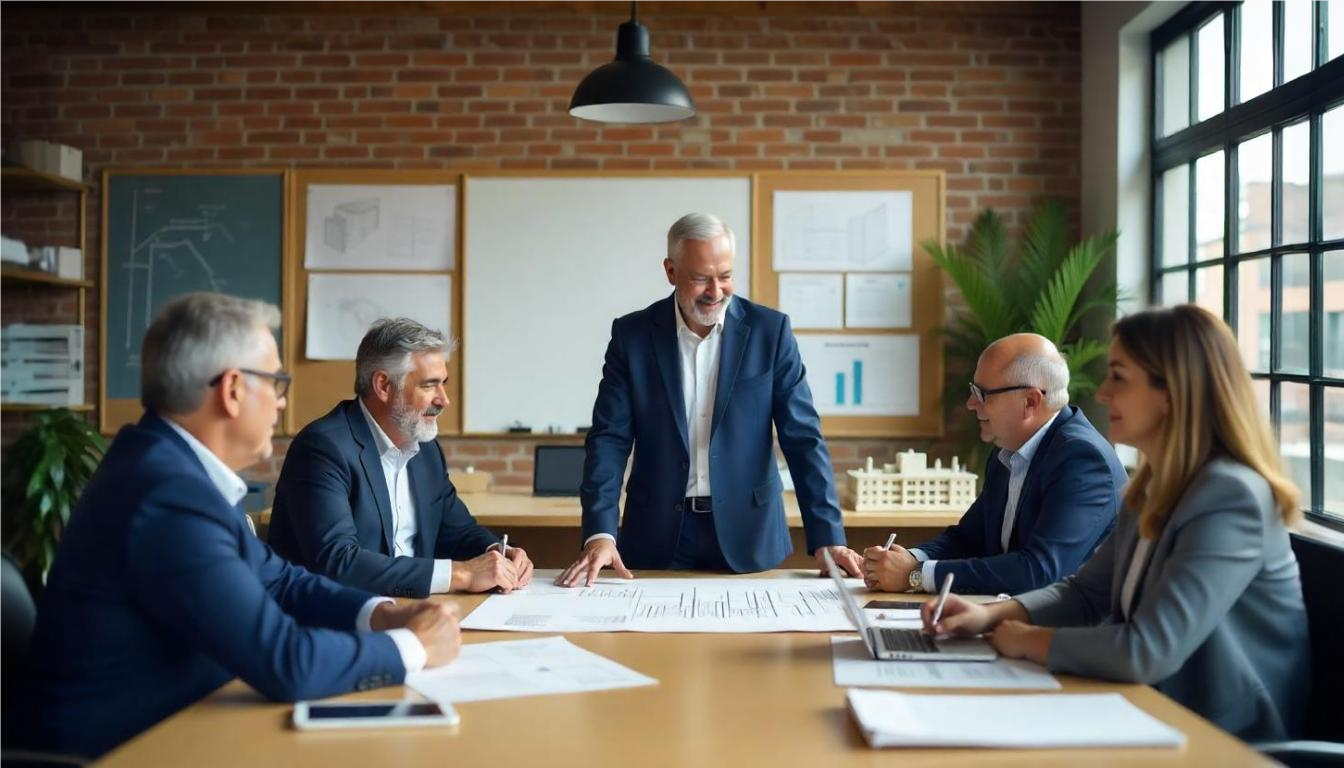 Business executives in meeting discussing unified business view